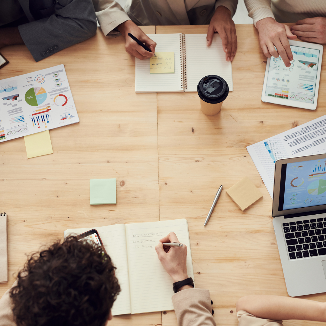 Group of people having a meeting on a table, decorative